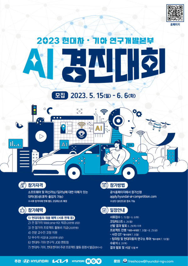2023 현대차∙기아 연구개발본부 AI 경진대회 포스터